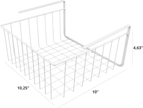 Miniatura 2 de Southern Homewares Juego de 4 cestas de almacenamiento de alambre blanco para debajo del gabinete, almacenamiento colgante para cocina, despensa