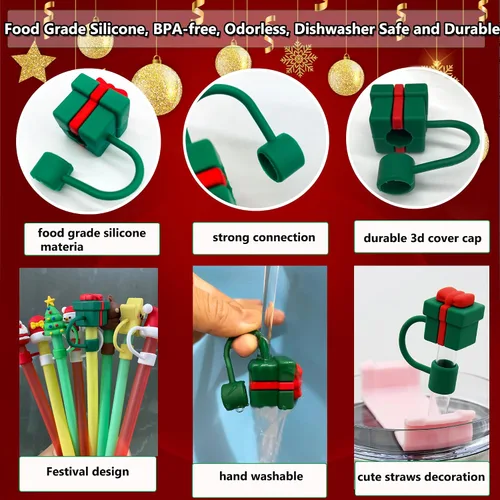 Miniatura 6 de Stanley Cup30 y 40 onzas, 8 cubiertas de popote de Navidad de 0.4 pulgadas para Stanley, accesorios para copas Stanley, a prueba de polvo