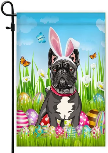 Miniatura 32 de Beagle Happy Easter Day Holiday Flag Funny Dog Wear Bunny Ears Headband Cute for Home Decor (12" x 18") USA Garden Flag Premium Decorative Yard