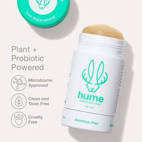 Miniatura 3 de Hume Supernatural Desodorante sin aluminio Roll On para mujeres y hombres, seguro para pieles sensibles, probiótico y a base de plantas, absorbe