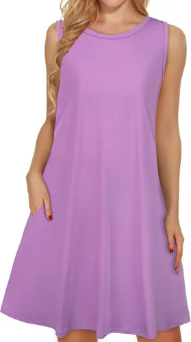 Miniatura 24 de elescat Vestidos de verano para mujer 2025, vestido casual de playa sin mangas con estampado floral, tipo camiseta, suelto y con bolsillos