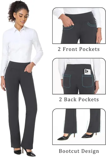 Miniatura 4 de Safort Pantalones de yoga con entrepierna de 28" 30" 32" 34"más amplios en la parte inferior para botas altas, 4 bolsillos, UPF50+