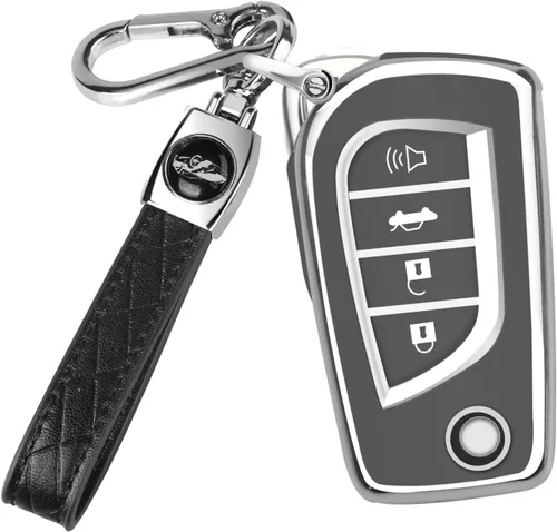 Miniatura 8 de QBUC Funda para llavero Toyota compatible con Toyota Fortuner Tundra Camry RAV4 Highlander Corolla Smart Key Sliver