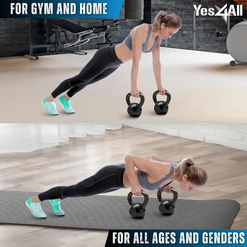 Miniatura 6 de Yes4All Pesa rusa de hierro fundido, pesas rusas para entrenamiento de fuerza 5-80 libras (5, 10, 15, 20, 25, 30, 35, 40, 45, 50, 60, 70, 80 libras)