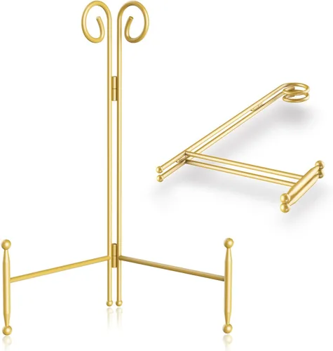 Miniatura 9 de SVENJBB Soporte de exhibición para platos, soportes decorativos de 6 pulgadas para exhibición, caballete de hierro negro para fotos, libros, marcos