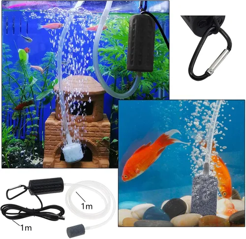 Miniatura 4 de 2 juegos mini USB tanque de peces acuario bomba de aire súper silenciosa oxígeno bomba aireador de aire ahorro de energía oxígeno con piedra de aire