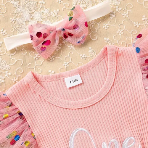Miniatura 24 de GRNSHTS Traje de bebé niña 1er cumpleaños traje acanalado tul mameluco princesa pastel Smash sesión de fotos ropa + diadema