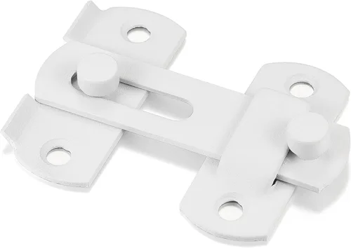 Miniatura 6 de INIRET Paquete de 4 pestillos para puerta de granero, 2.75 x 2.02 pulgadas, acero inoxidable blanco mate, cerraduras de puerta abatible, cerradura