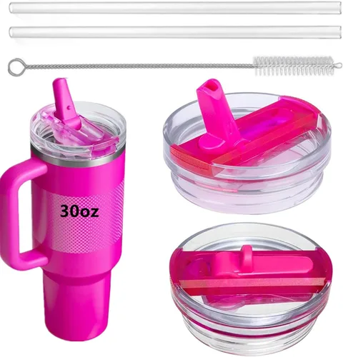 Miniatura 8 de Paquete de 2 tapas de 30 onzas compatibles con vasos Stanley Quencher Protour, tapa abatible con popote de 30 onzas, tapas de vaso de 30 onzas