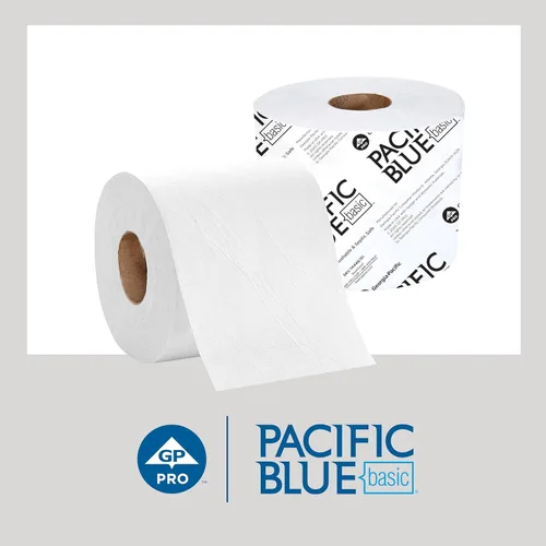 Miniatura 3 de Papel higiénico Pacific Blue Basic de 1 capa (anteriormente con la marca Envision), 14448/01, 1,500 hojas por rollo, 48 rollos por caja
