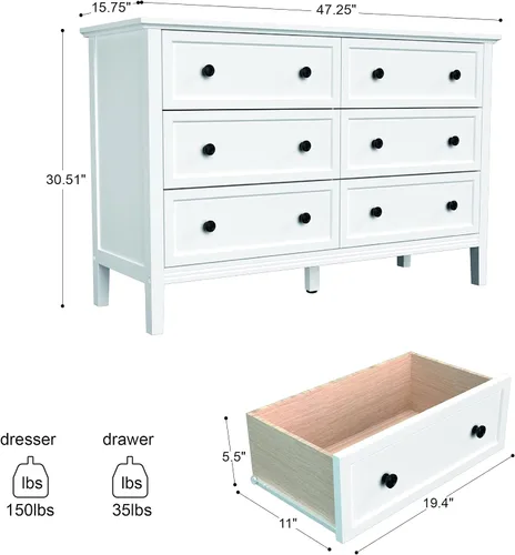 Miniatura 2 de CARPETNAL Cómoda negra de 9 cajones para dormitorio con cajones profundos, cómodas grandes y cómoda con manijas doradas, cómodas largas modernas