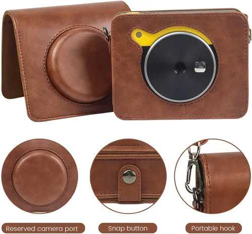 Miniatura 3 de Funda protectora para cámara instantánea e impresora fotográfica Kodak Mini Shot 3, piel sintética, con correa ajustable extraíble