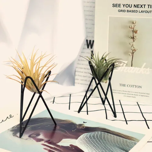 Miniatura 3 de Paquete de 4 soportes para plantas de aire, base Tillandsia, soporte geométrico moderno de metal para plantas de aire, estante de exhibición