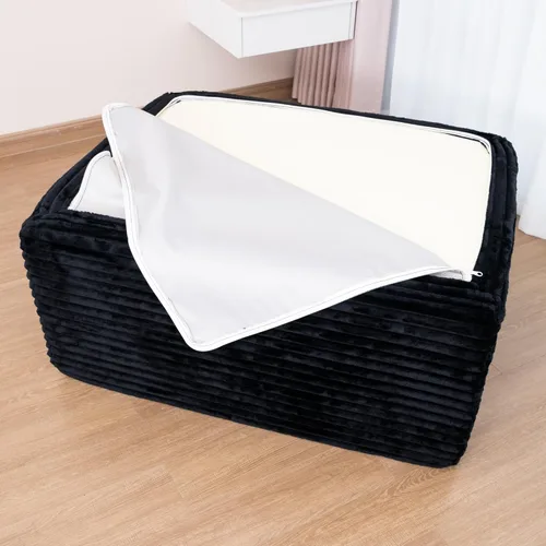 Miniatura 8 de Otomana de pana de felpa de 37.4 pulgadas, otomana tapizada de nube para sofá deshuesado en una caja, sofás modulares seccionales para sala de Negro