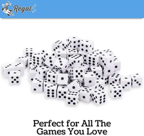 Miniatura 6 de Regal Games Juego de dados – 6 dados cuadrados blancos de 0.630 in para aula o noche de juegos familiares – 50 dados