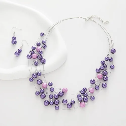 Miniatura 4 de Collar de perlas en capas de múltiples hebras, gargantilla de perlas para mujer, joyería de cuentas para bodas y fiestas