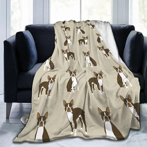 Brown Boston Terrier - Manta de microforro polar ultrasuave para sofá, sala de estar, cálida manta de felpa acogedora de invierno para adultos o