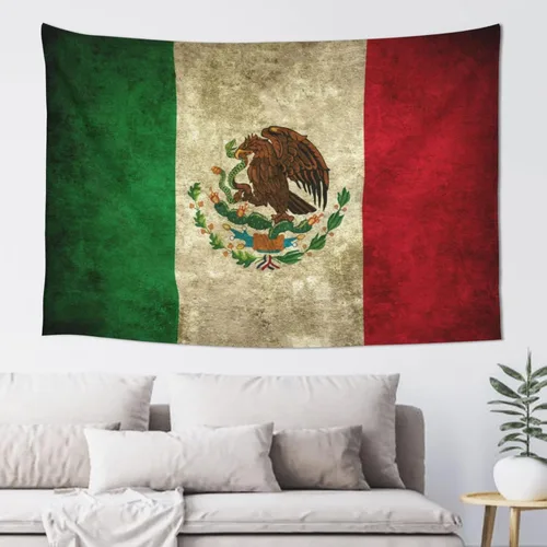 Miniatura 14 de JUHIOPOI Tapiz de pared con bandera de México, arte nocturno mexicano para decoración de pared lateral de dormitorio, (60 x 40 pulgadas)