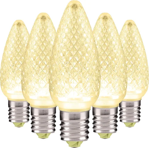 Miniatura 2 de HLO Lighting Juego de 500 bombillas LED de Navidad C9 facetadas de color blanco cálido para uso en interiores y exteriores Bombillas de repuesto