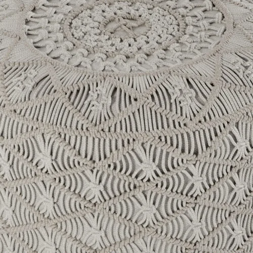 Miniatura 4 de SIMPLIHOME Coates - Puf redondo contemporáneo de macramé en gris nube de algodón para la sala de estar, dormitorio y habitación de los niños