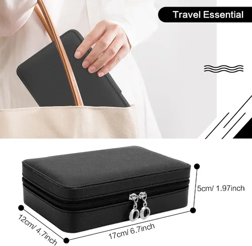 Miniatura 5 de DesignSter Joyero pequeño Joyero de viaje de piel sintética, organizador de joyas, soporte de almacenamiento para collares, aretes, anillos