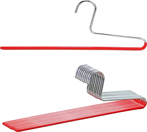 Miniatura 24 de Mawa by Reston Lloyd - Percha antideslizante para ropa que ahorra espacio con una sola barra para pantalones, estilo KH/1, juego de 30, color rojo