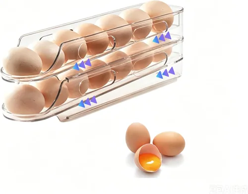 Soporte apilable transparente para huevos para refrigerador, contenedor de almacenamiento automático de huevos de 1 a 4 niveles, bandeja