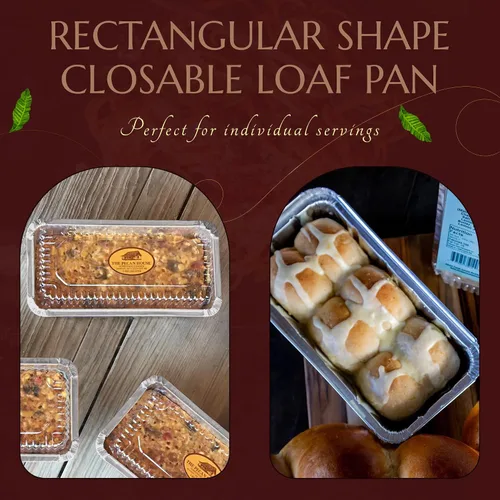 Miniatura 6 de KitchenDance - Molde para pan desechable de aluminio con tapas de plástico, 2 libras, color dorado, 1850P