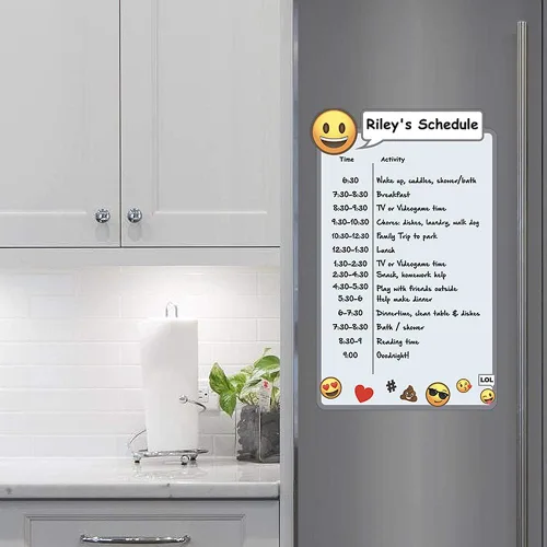 Miniatura 2 de Oliver's Label - Calcomanía de pared laminada de borrado en seco, 17.45 x 11 pulgadas, planificador diario personalizado para niños, pizarra blanca