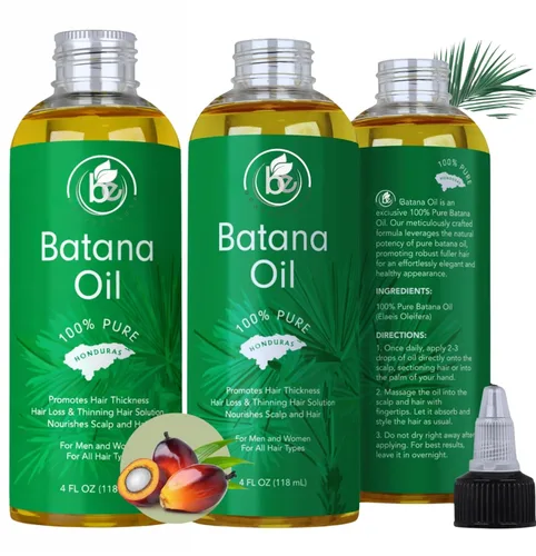 Aceite de batana (paquete de 2) – Aceite crudo 100% puro y natural – 4 onzas líquidas por botella, apoya la fuerza del cabello, grosor y salud del