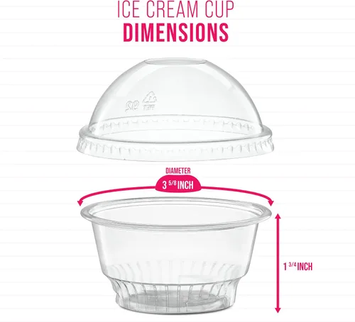 Miniatura 5 de Vasos de postre de plástico transparente de 8 onzas con tapas de cúpula sin agujero, 50 juegos de cuencos desechables para helados, parfait