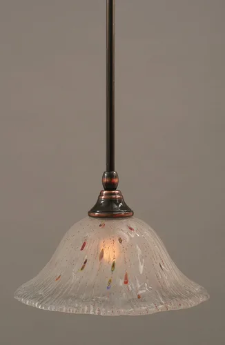 Miniatura 156 de Toltec Lighting Tallo Colgado Mini colgante, acabado de cobre negro, 3.5" cuadrado humo burbuja vidrio