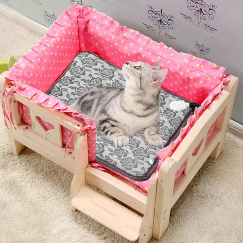 Miniatura 5 de Almohadilla térmica para gatos, almohadilla térmica impermeable de 17.7 x 17.7 pulgadas, cama climatizada para gatos, manta de calentamiento