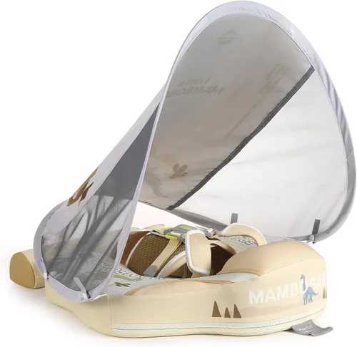 GENTEACO Mambobaby Flotador de natación para bebé con toldo, flotador no inflable para piscina infantil con cola, de 3 a 24 meses, evita voltearse,