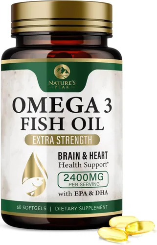 Pastillas de aceite de pescado Omega 3 de 2400 mg – Suplementos de aceite de pescado Omega 3 de triple fuerza – Los mejores ácidos grasos EPA y DHA