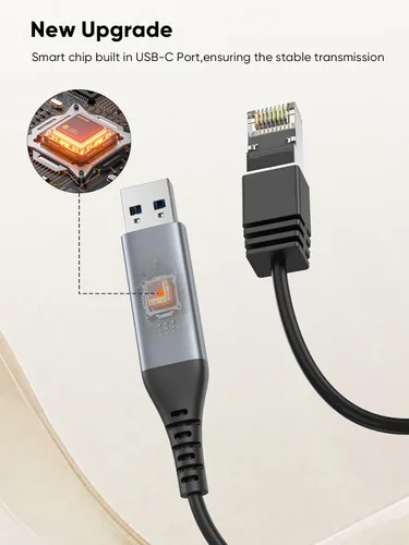 Miniatura 4 de CableCreation Cable USB a Ethernet de 3.3 pies, cable de red LAN de Internet USB a RJ45, Gigabit conectado directamente, compatible con laptop, PC