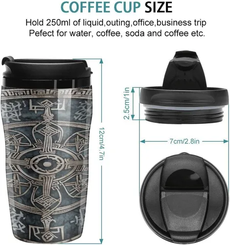 Miniatura 2 de Helm of Awe Coffee Cup Hot Coffee Travel Mug Reusable Iced Coffee Cups Double Heat Insulation Coffee Mug with Leak-Proof Lid Stylish Travel Cup for