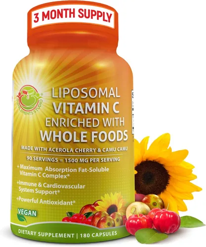 Miniatura 7 de Complejo de vitamina C de alimentos integrales, 1450 mg de bayas orgánicas, 675 mg de vitamina C por porción, antioxidante de alta potencia y apoyo