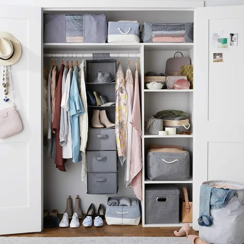 Miniatura 6 de Amazon Basics Organizador de almacenamiento para armario con estante colgante de 6 niveles con cajones extraíbles, gris, 6.9"P x 13.6"A x 12.2"Al