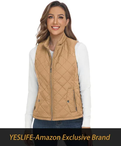 Miniatura 5 de YESLIFE Chaleco acolchado para mujer 2024 con un bolsillo interior, chaleco acolchado ligero con cuello alto para mujer