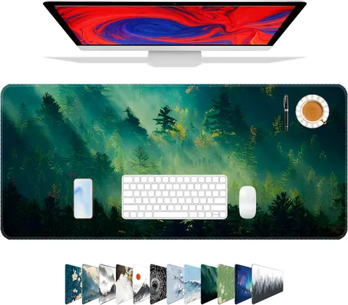 Miniatura 23 de Galdas Alfombrilla de mouse para juegos XXL XL, grande, larga, extendida, grande, de goma antideslizante, con bordes cosidos, para laptop, oficina
