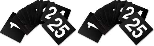 Miniatura 9 de New Star Foodservice 23145 Números de mesa de plástico de doble cara, 1 a 25, 4 x 4 pulgadas, gris claro sobre negro