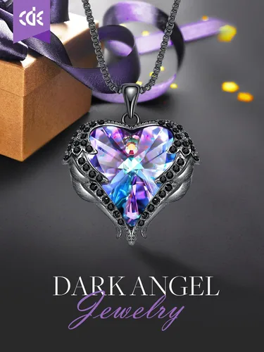 Miniatura 3 de CDE - Collar con dije de corazón de ala de ángel para mujer, dije de tono plateadodorado, regalo de Navidad, San ValentínDía de la Madre