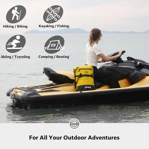 Miniatura 9 de STOVER 5/10/25/30/40/55L Waterproof Dry Bag- Roll-Top Backpack w/Phone Case- Kayaking, Hiking, Camping, Boating- Men/Women 40L Amarillo