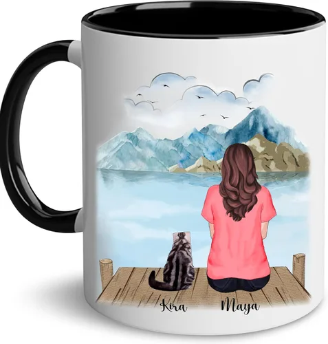 Miniatura 23 de WHIDOBE Taza personalizada de gato (1 gato) de 11 onzas, taza de 15 onzas para amantes de los gatos con avatar, gatito, nombres, regalo