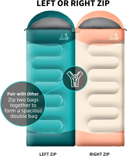 Miniatura 5 de Sacos de dormir para adultos y niños - 3 estaciones para clima frío y cálido, impermeables para acampar - Sacos de dormir ligeros para camping