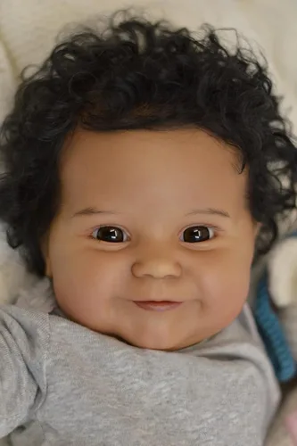 Miniatura 6 de Angelbaby Muñeca de Bebé Reborn Afroamericano Realista Niño Negro, 20 pulgadas de Vida Real Silicona Suave con Peso Sonrisa Muñeca de Bebé Recién