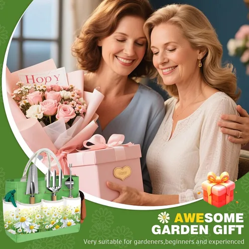 Miniatura 7 de Juego de 22 piezas de herramientas de jardín para mujeres, kit de herramientas manual resistente con bolsa grande/alfombrilla de Verde