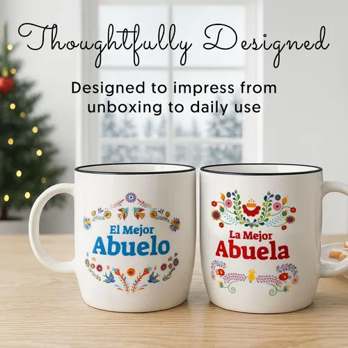 Miniatura 6 de Triple Gifffted Regalos para Abuelos, Las Mejores Tazas de Café de Abuela y Abuelo en Español, Mejor Abuela y Abuelo Latino, Regalo para Día
