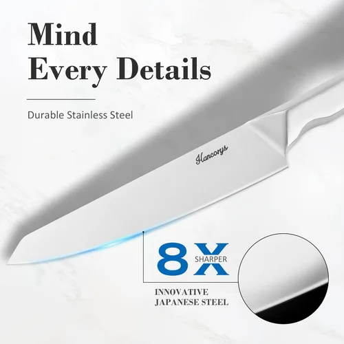 Miniatura 3 de Juego de cuchillos de acero inoxidable japonés con afilador integrado, cuchillos afilados con mango ergonómico antideslizante, apto